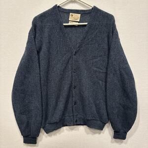 Vintage Staffpro‎ Cardigan Unisex Blue Pure Alpaca Grunge Kurt Cobain knit Golf